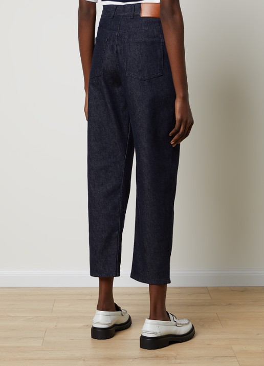 Moncler High waist cropped straight leg jeans met donkere wassing - achterkant indigo