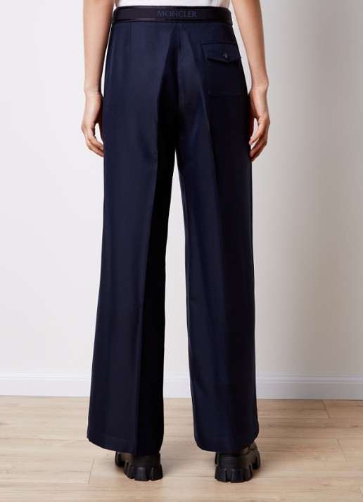 Moncler High waist loose fit pantalon met plooidetail - achterkant 3 donkerblauw
