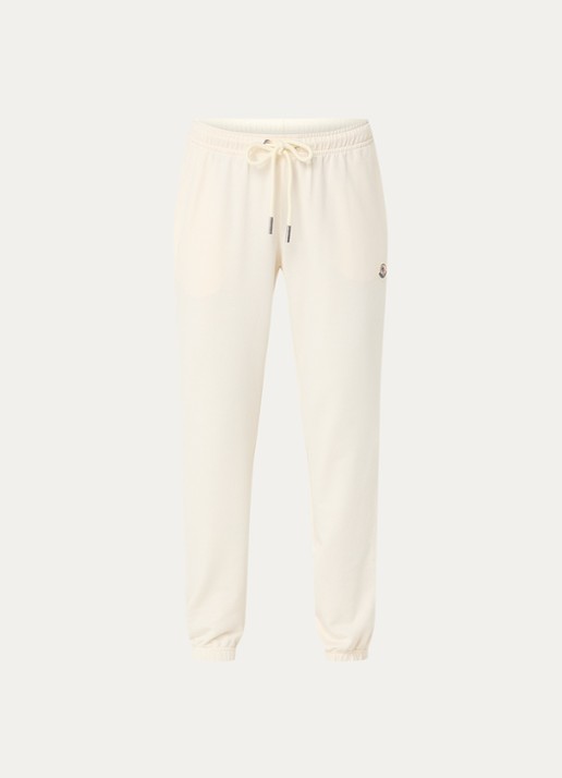 Moncler High waist tapered fit joggingbroek met logo - voorkant 4 creme