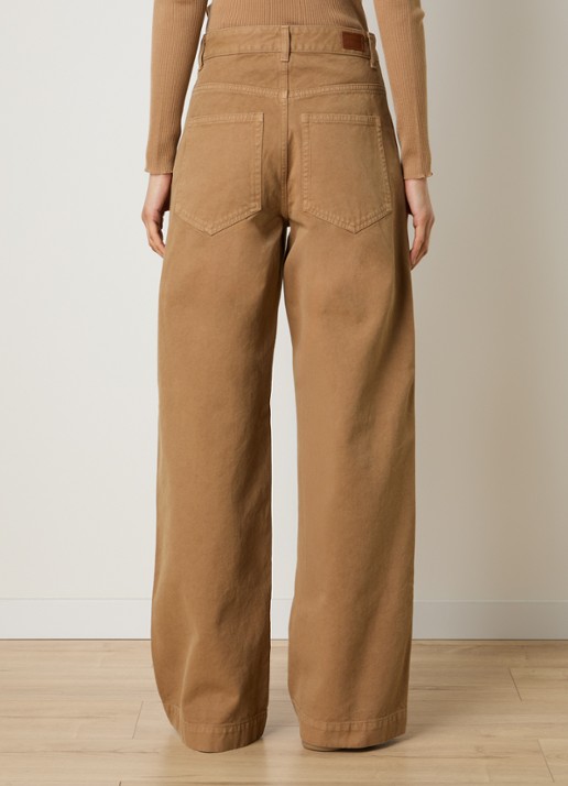Moncler High waist wide fit broek met steekzakken - achterkant bruin