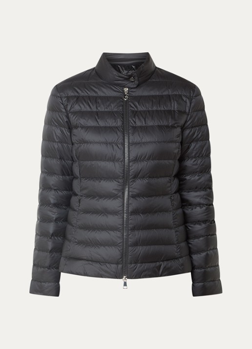 Moncler Igelle gewatteerd jack met donsvulling en logoborduring - voorkant zwart