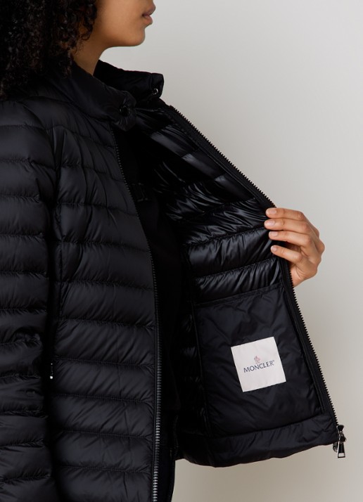 Moncler Igelle gewatteerde jas met donsvulling en logo - detail 3 zwart
