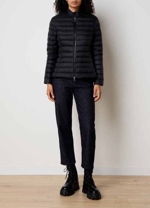 Moncler Igelle gewatteerde jas met donsvulling en logo - voorkant 6 zwart