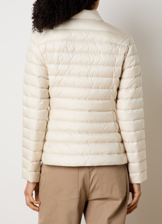 Moncler Igelle gewatteerde jas met donsvulling en logo - achterkant 3 gebroken wit