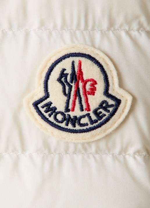 Moncler Igelle gewatteerde jas met donsvulling en logo - detail 6 gebroken wit