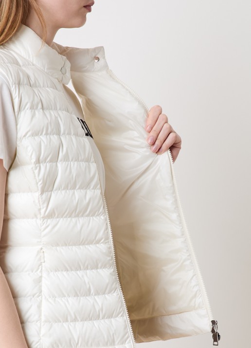 Moncler Igens gewatteerde bodywarmer met donsvulling en logo - detail 4 gebroken wit