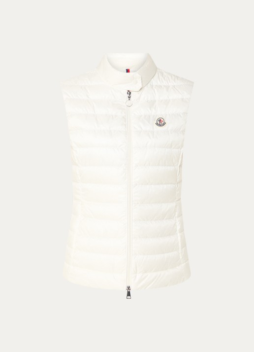Moncler Igens gewatteerde bodywarmer met donsvulling en logo - voorkant gebroken wit