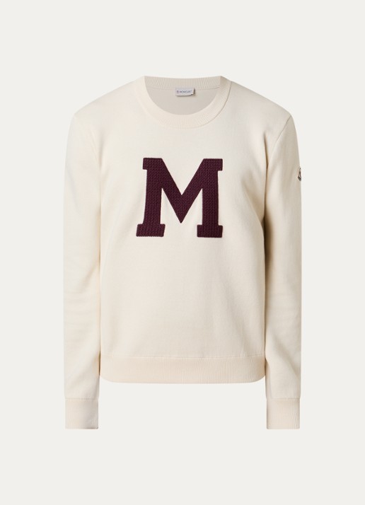 Moncler Intarsia sweater met borduring - voorkant 2 creme