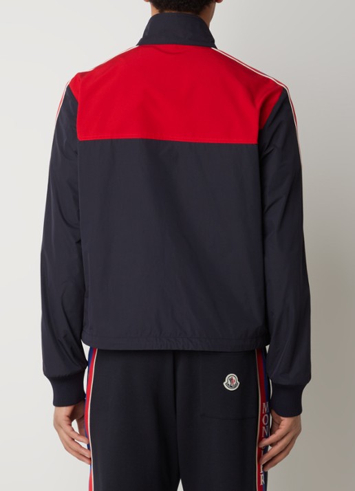 Moncler Iton jack met logoprint en streepdetail - achterkant donkerblauw