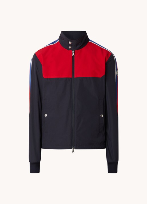 Moncler Iton jack met logoprint en streepdetail - voorkant 2 donkerblauw