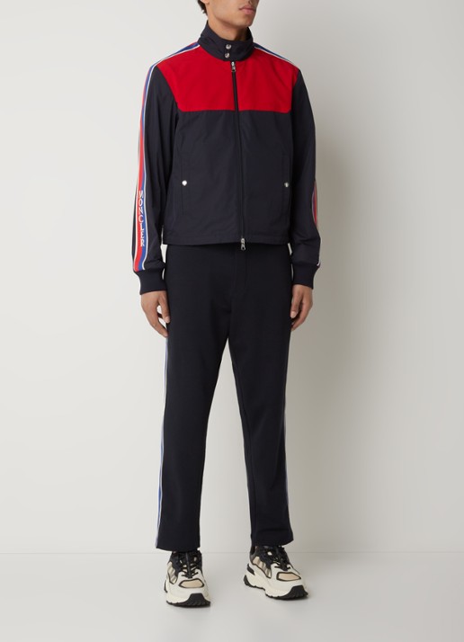 Moncler Iton jack met logoprint en streepdetail - voorkant 3 donkerblauw
