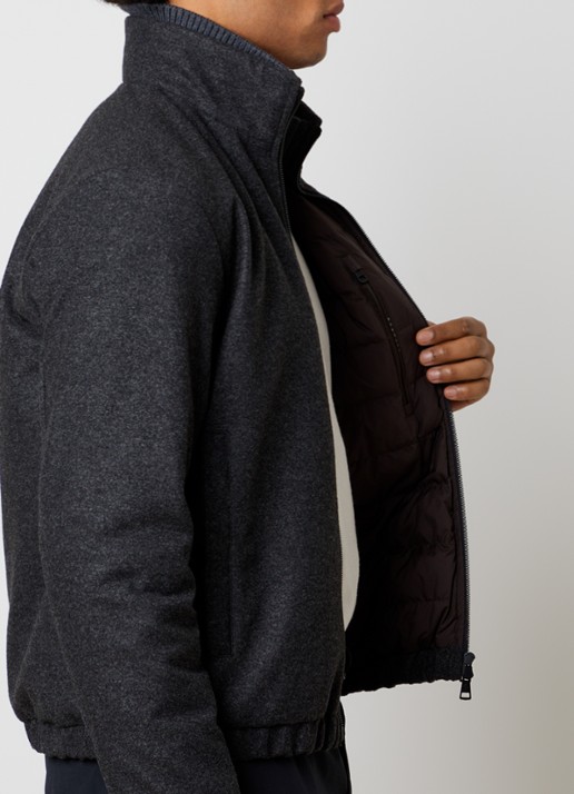 Moncler Jack in wolblend met steekzakken - detail 2 antraciet