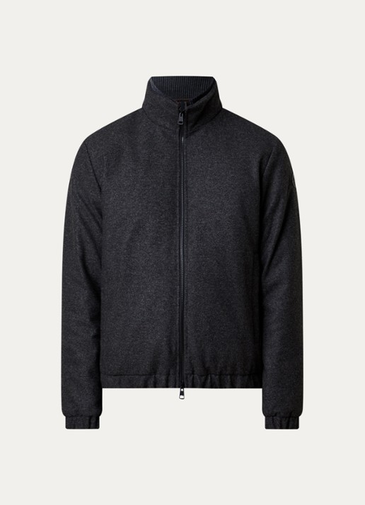 Moncler Jack in wolblend met steekzakken - voorkant 5 antraciet