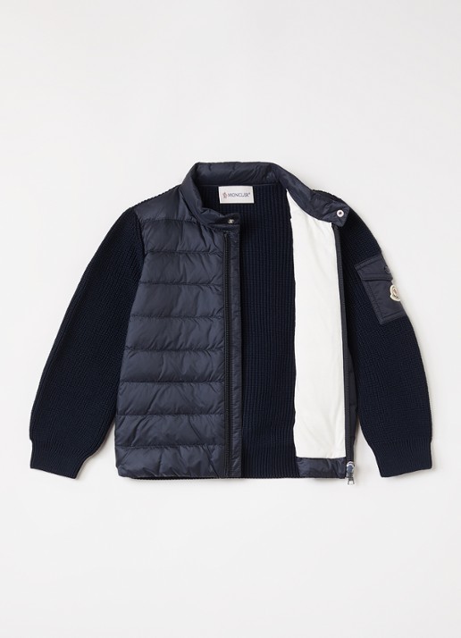 Moncler Jack met gewatteerd voorpand en donsvulling - voorkant 3 donkerblauw