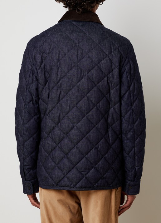 Moncler Kryen gewatteerde jack van denim met donsvulling en quilt patroon - achterkant 6 indigo