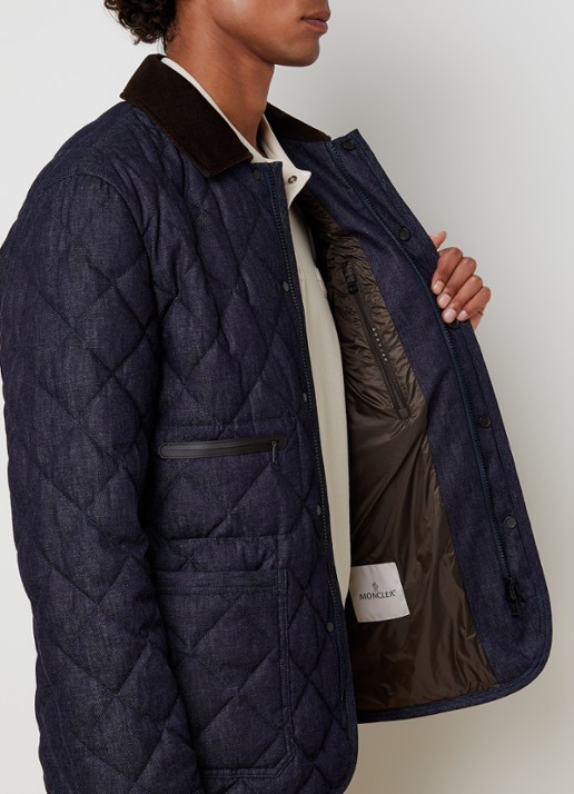 Moncler Kryen gewatteerde jack van denim met donsvulling en quilt patroon - detail 4 indigo