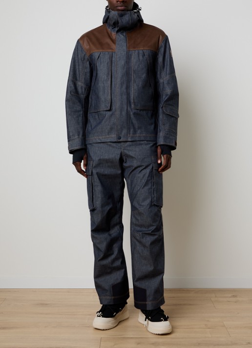 Moncler Langtang ski-jas met capuchon en ritszakken - voorkant 2 indigo