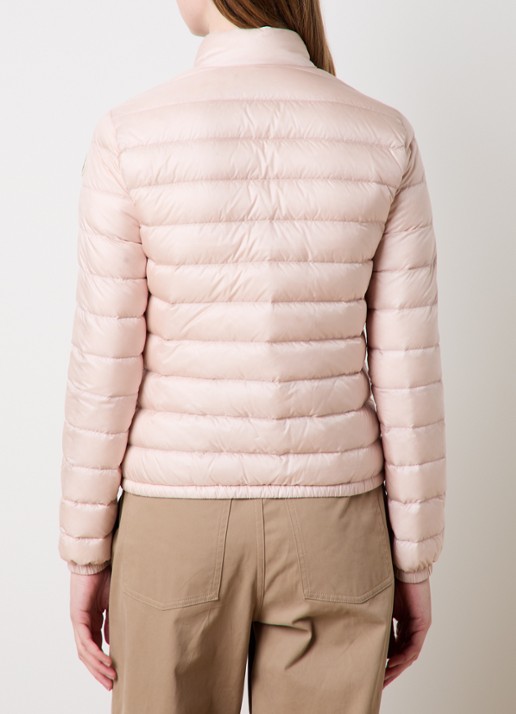 Moncler Lans gewatteerd jack met donsvulling en logoborduring - achterkant roze