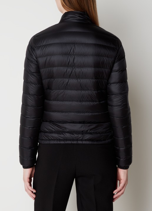 Moncler Lans gewatteerd jack met donsvulling met logoborduring - achterkant zwart