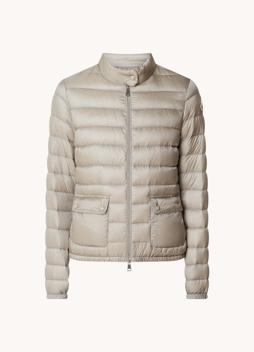 Moncler Lans gewatteerd jack met donsvulling met logoborduring - voorkant donkerbeige