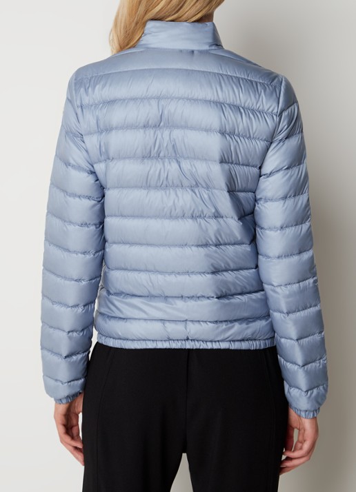 Moncler Lans gewatteerd jack met donsvulling met logoborduring - achterkant 6 staalblauw