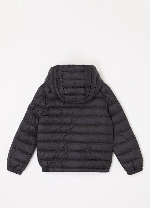 Moncler Lauros gewatteerde jas met donsvulling en afneembare capuchon - achterkant zwart