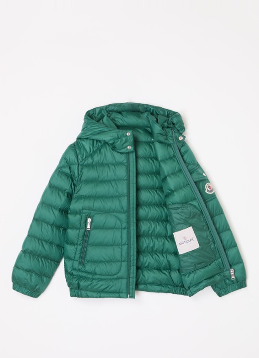 Moncler Lauros gewatteerde jas met donsvulling en afneembare capuchon - voorkant 3 groen