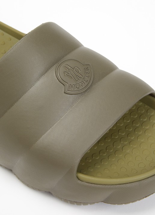 Moncler Lilo slipper met logo - detail 5 bronsgroen