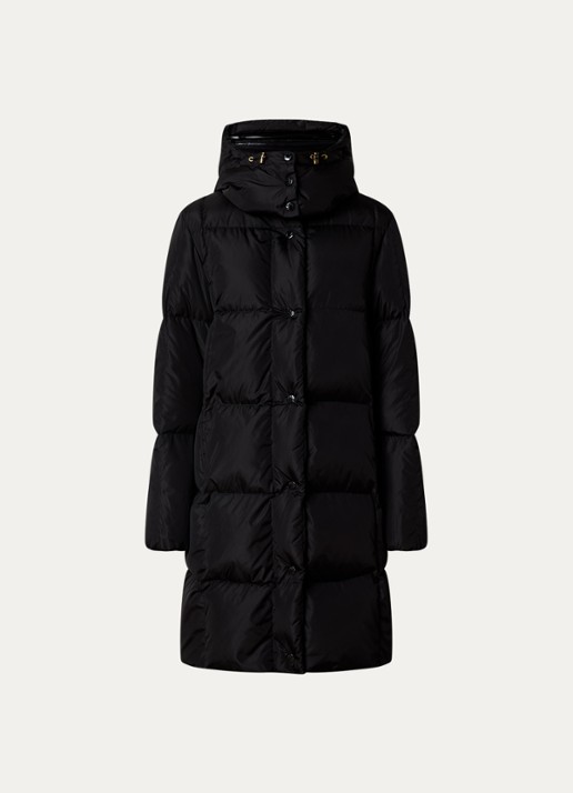 Moncler Litte puffer jas met donsvulling en afneembare capuchon - voorkant 4 zwart
