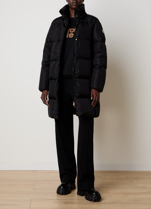 Moncler Litte puffer jas met donsvulling en afneembare capuchon - voorkant 5 zwart