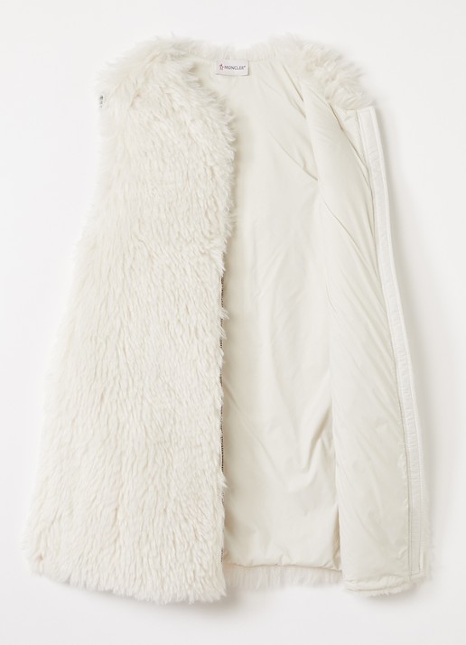 Moncler Longline bodywarmer van imitatiebont - voorkant 2 wit