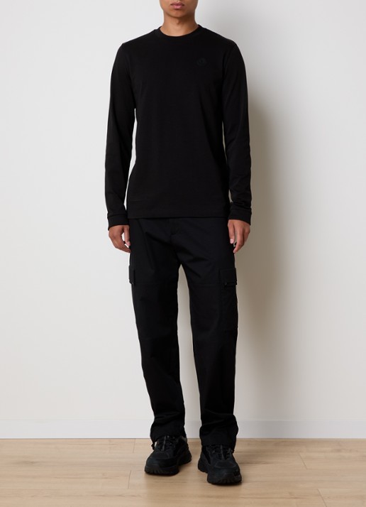 Moncler Longsleeve met logo- en backprint  - voorkant 2 zwart
