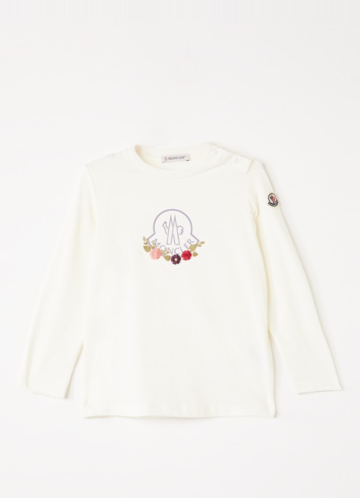 Moncler Longsleeve met logoprint - voorkant 4 gebroken wit