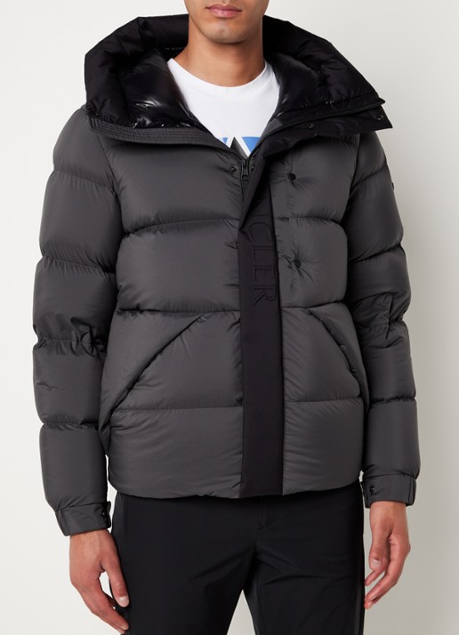 Moncler Madeira puffer jack met donsvulling en logo - detail 4 lichtgrijs