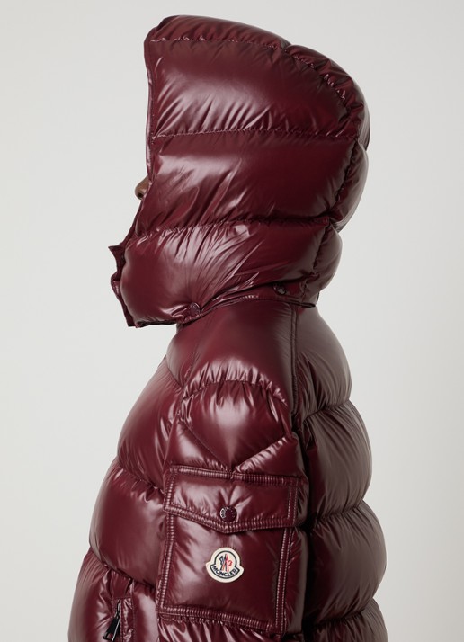 Moncler Maire puffer jack met donsvulling en afneembare capuchon - detail 4 bordeauxrood