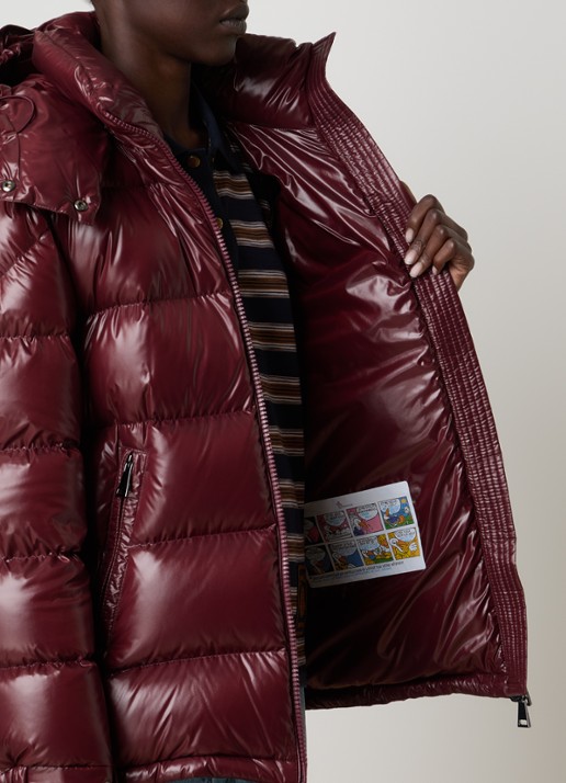 Moncler Maire puffer jack met donsvulling en afneembare capuchon - detail 5 bordeauxrood