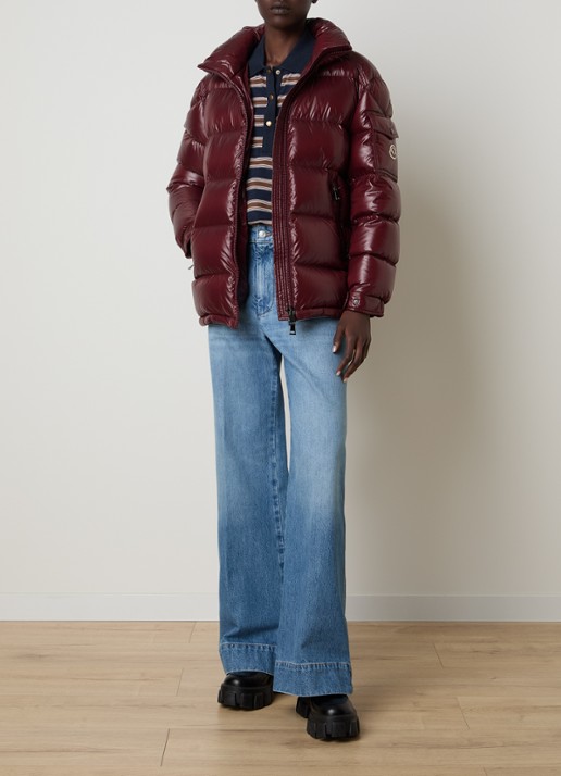Moncler Maire puffer jack met donsvulling en afneembare capuchon - voorkant 2 bordeauxrood