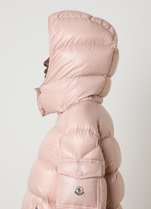Moncler Maire puffer jack met donsvulling en afneembare capuchon - detail 4 lichtroze