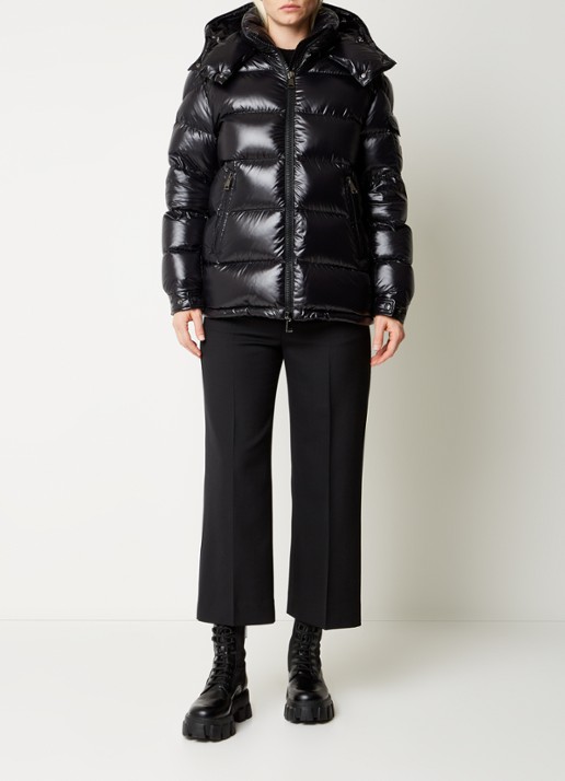 Moncler Maire puffer jas met donsvulling en afneembare capuchon - voorkant 3 zwart