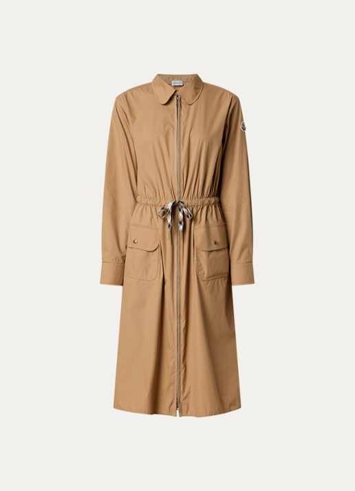 Moncler Maxi blousejurk met klepzakken - voorkant camel