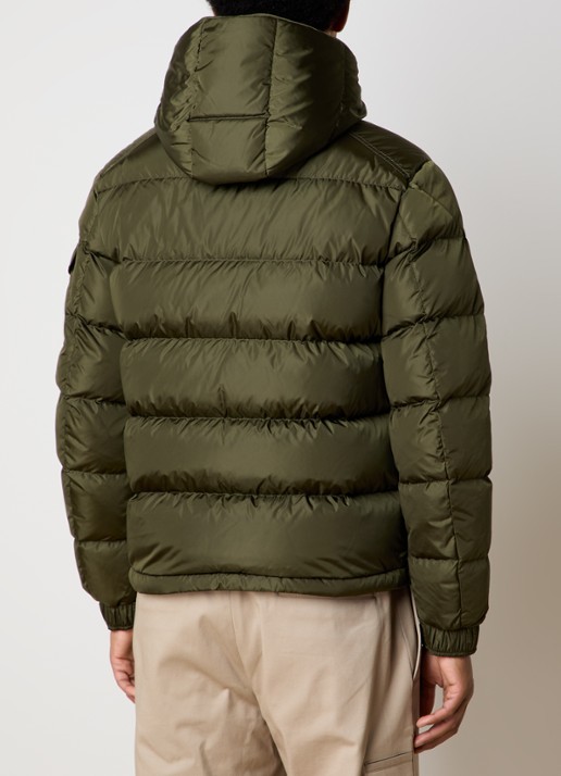 Moncler Maya puffer jack met donsvulling en afneembare capuchon - achterkant bronsgroen