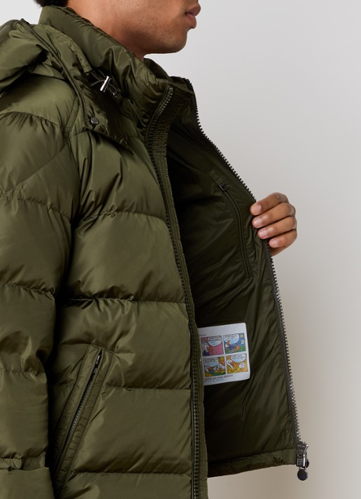 Moncler Maya puffer jack met donsvulling en afneembare capuchon - detail 3 bronsgroen