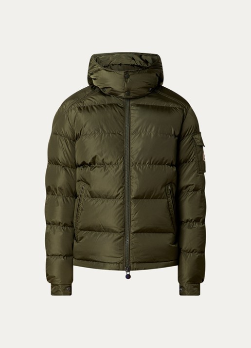 Moncler Maya puffer jack met donsvulling en afneembare capuchon - voorkant 5 bronsgroen