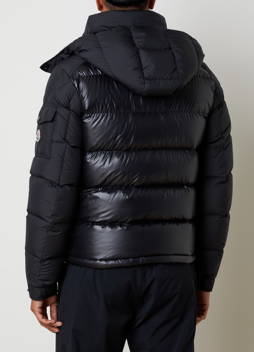 Moncler Maya puffer jack met donsvulling en afneembare capuchon - achterkant 4 zwart