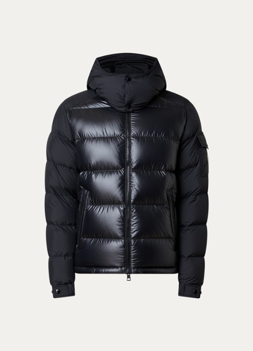 Moncler Maya puffer jack met donsvulling en afneembare capuchon - voorkant 5 zwart