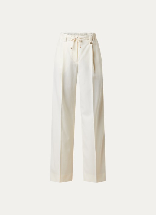 Moncler Mid waist loose fit pantalon met trekkoord en paspelzakken - voorkant 3 vanillegeel