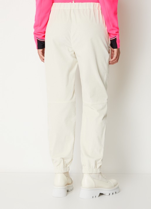 Moncler Mid waist tapered fit broek van corduroy met logopatch - achterkant 5 ivoor