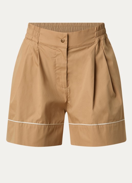 Moncler Mid waist wide fit korte broek met steekzakken - voorkant camel