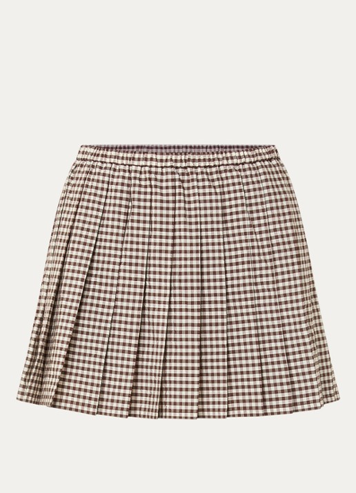 Moncler Mini A-lijn rok met ruitdessin - voorkant bruin