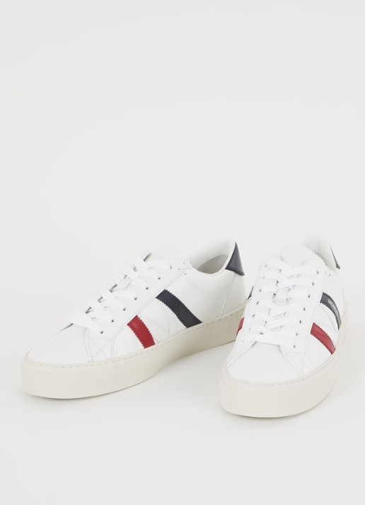 Moncler Monaco sneaker van kalfsleer met logo - detail wit